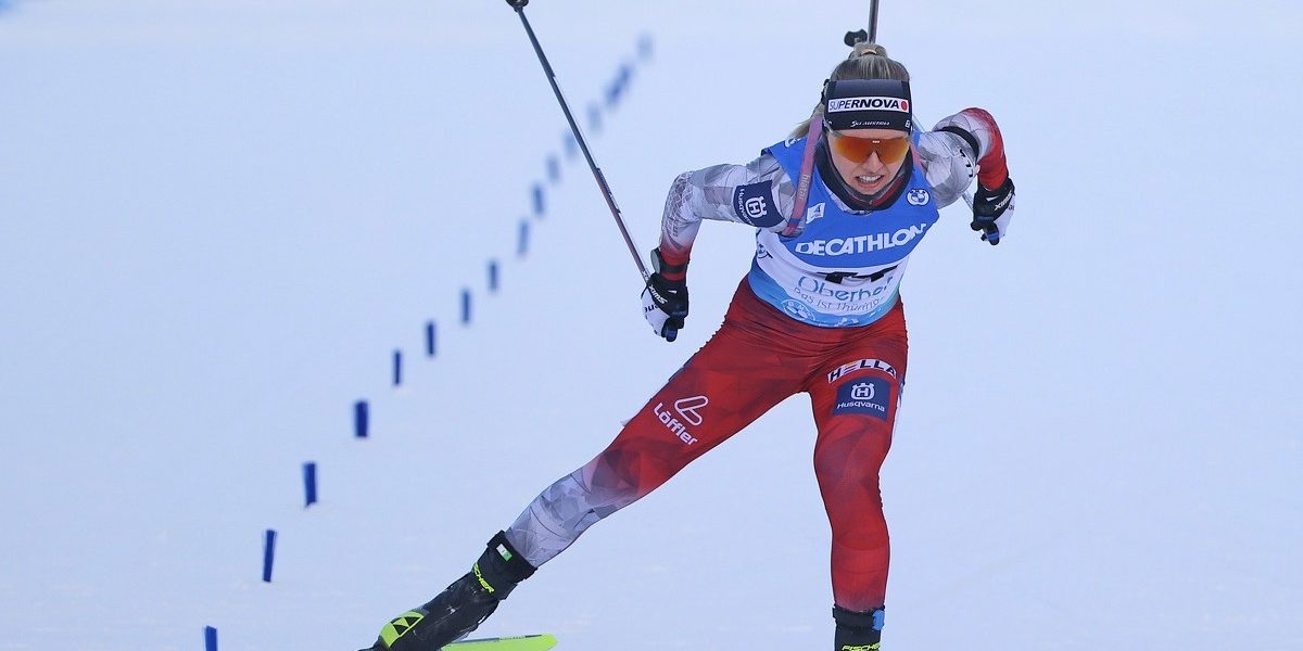 OBERHOF,GERMANY,10.FEB.23 - BIATHLON - IBU World Championships 2023, 7.5km sprint, ladies. Image shows Anna Gandler (AUT). Photo: GEPA pictures/ Thomas Bachun