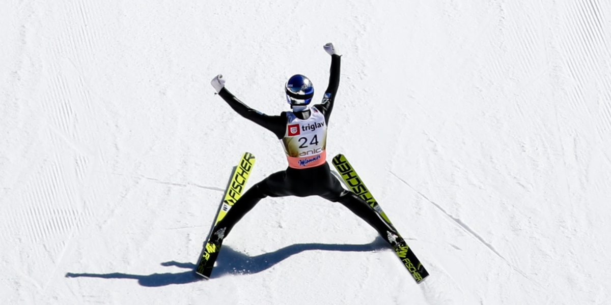 PLANICA,SLOVENIA,22.MAR.18 - NORDIC SKIING, SKI JUMPING, SKI FLYING - FIS World Cup Final, qualification. Image shows the rejoicing of Gregor Schlierenzauer (AUT). Photo: GEPA pictures/ Matic Klansek