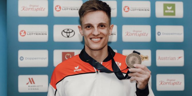 OLYMPICS – EG Krakow-Malopolska 2023 KRAKOW,POLAND,24.JUN.23 - OLYMPICS, CLIMBING - European Games Krakow-Malopolska 2023, lead, men. Image shows Mathias Posch (AUT). Keywords: medal.Photo: GEPA pictures/ Patrick Steiner