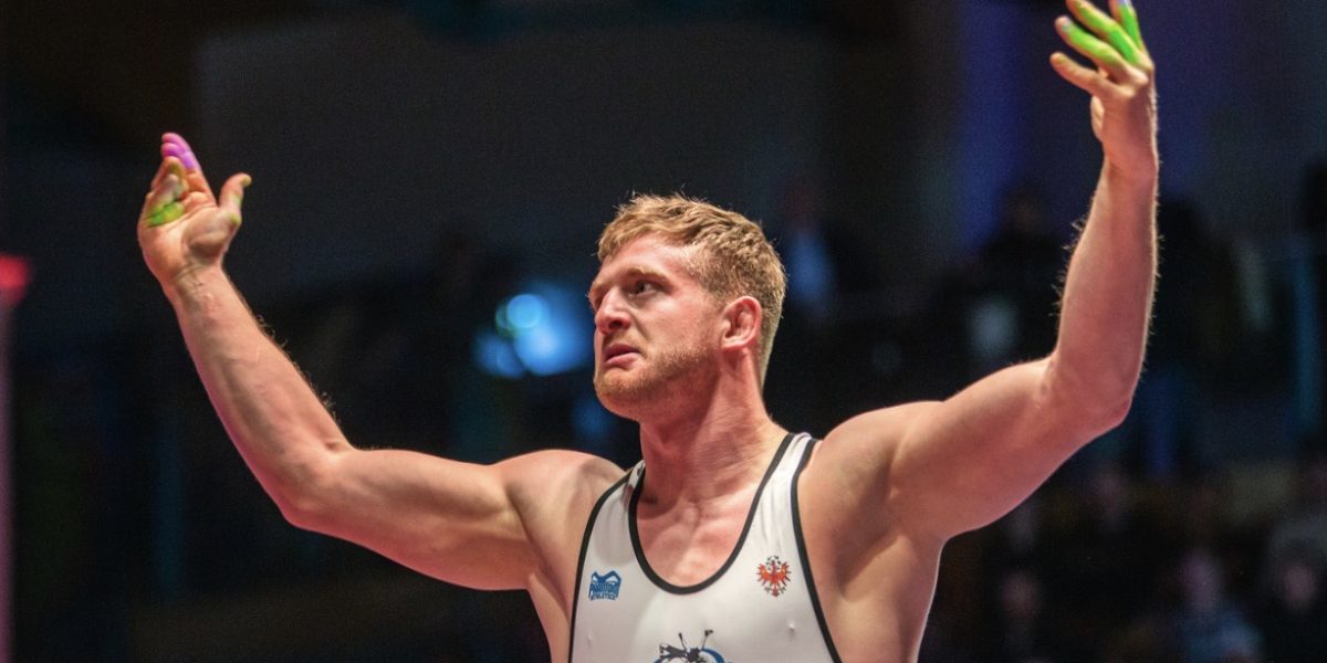 WALS-SIEZENHEIM,AUSTRIA,10.DEC.22 - WRESTLING - Oesterreichische Ringer Bundesliga, final, AC Wals vs RSC Inzing. Image shows Daniel Gastl (Inzing). Photo: GEPA pictures/ Gintare Karpaviciute