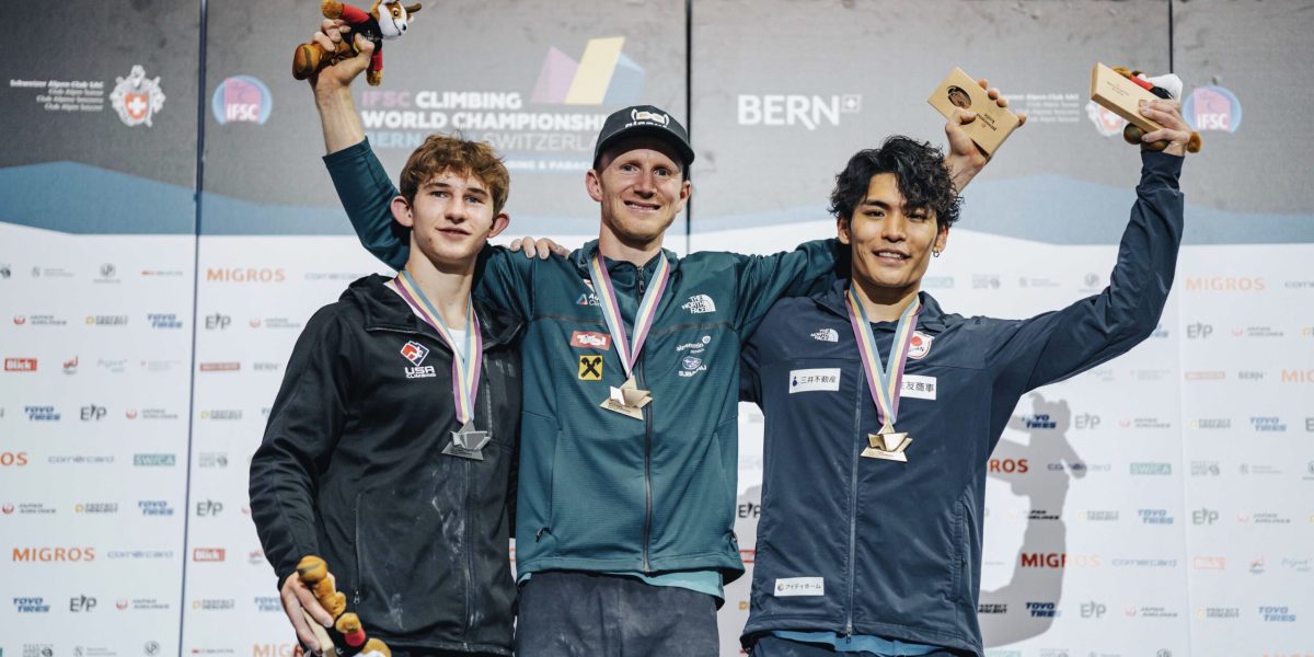 Bern (SUI), 12 August 2023: competes in the men’s Boulder & Lead Finals during the IFSC World Championships in Bern (SUI).©️ Lena Drapella/IFSC. This photo is for editorial use only. For any additional use please contact communications@ifsc-climbing.org.