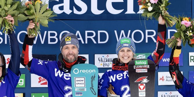 FIS Snowboard World Cup - Bad Gastein AUT - Snowboard Parallel Team Event - Team Austria 1 (PROMMEGGER Andreas and SCHOEFFMANN Sabine) © Miha Matavz/FIS