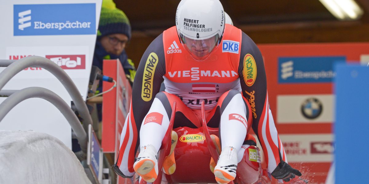 LUGE – FIL World Cup Igls IGLS,AUSTRIA,29.NOV.15 - LUGE - FIL World Cup, artificial track, team relay. Image shows Peter Penz and Georg Fischler (AUT). Photo: GEPA pictures/ Hans Osterauer