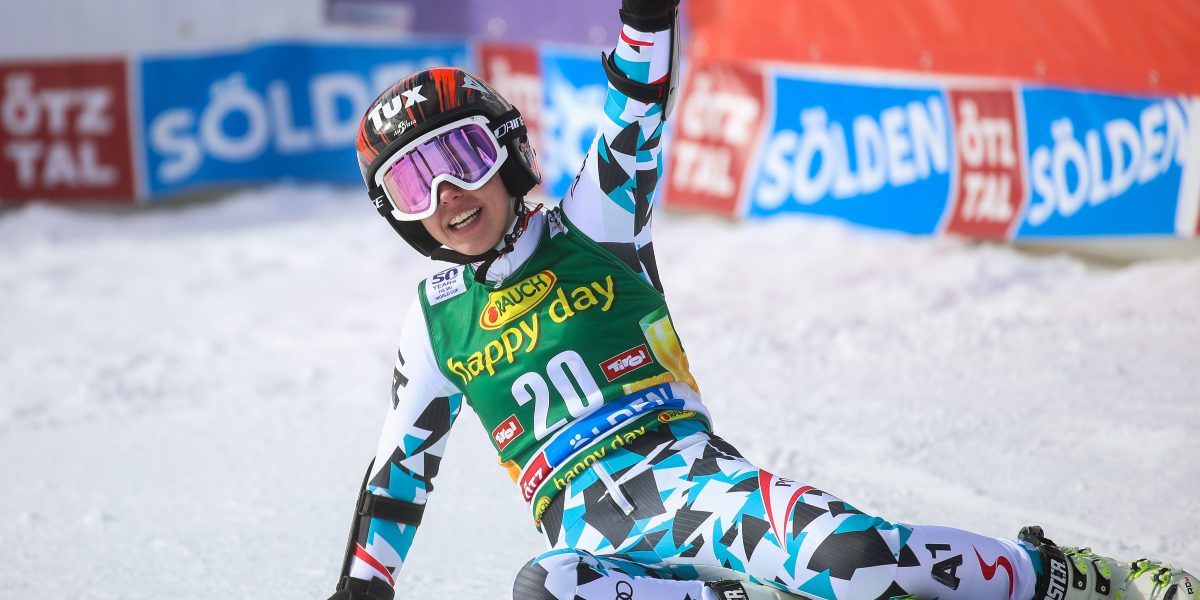 ALPINE SKIING – FIS WC Soelden SOELDEN,AUSTRIA,22.OCT.16 - ALPINE SKIING - FIS World Cup season opening, Rettenbachferner, giant slalom, ladies. Image shows the rejoicing of Stephanie Brunner (AUT). Photo: GEPA pictures/ Christian Walgram